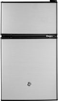 GE® 19" 3.1 Cu. Ft. CleanSteel® Double-Door Compact Refrigerator