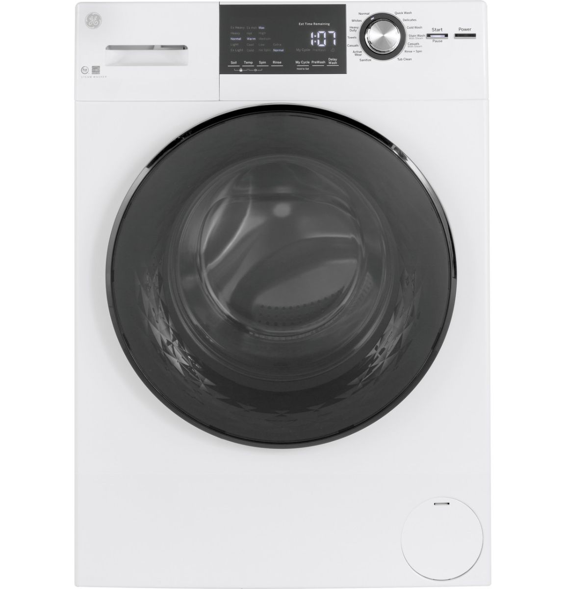 GE® 2.4 Cu. Ft. White Front Load Washer with Steam