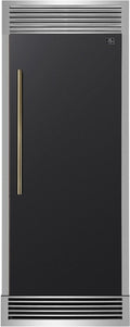 FORNO® Maderno Espresso 28" 13.6 Cu. Ft. Black Built-In Convertible Column Refrigerator with Antique Brass Handles