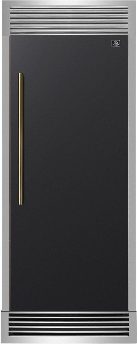 FORNO® Maderno Espresso 28" 13.6 Cu. Ft. Black Built-In Convertible Column Refrigerator with Antique Brass Handles