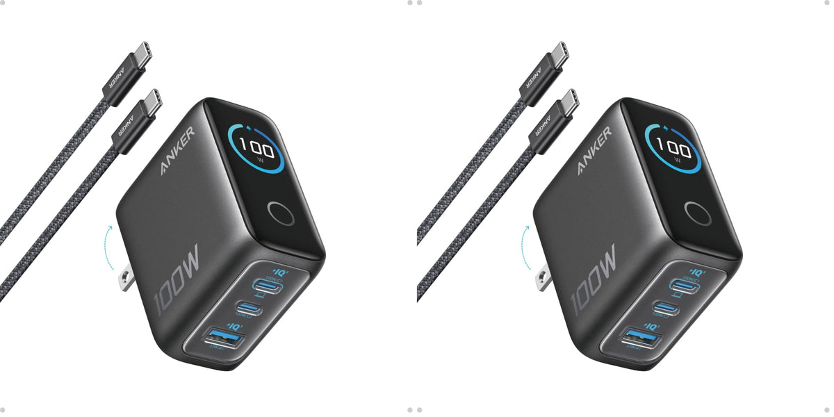 Anker 100W Max USB C Charger, 3-Port GaN Phone Charger with Smart Display