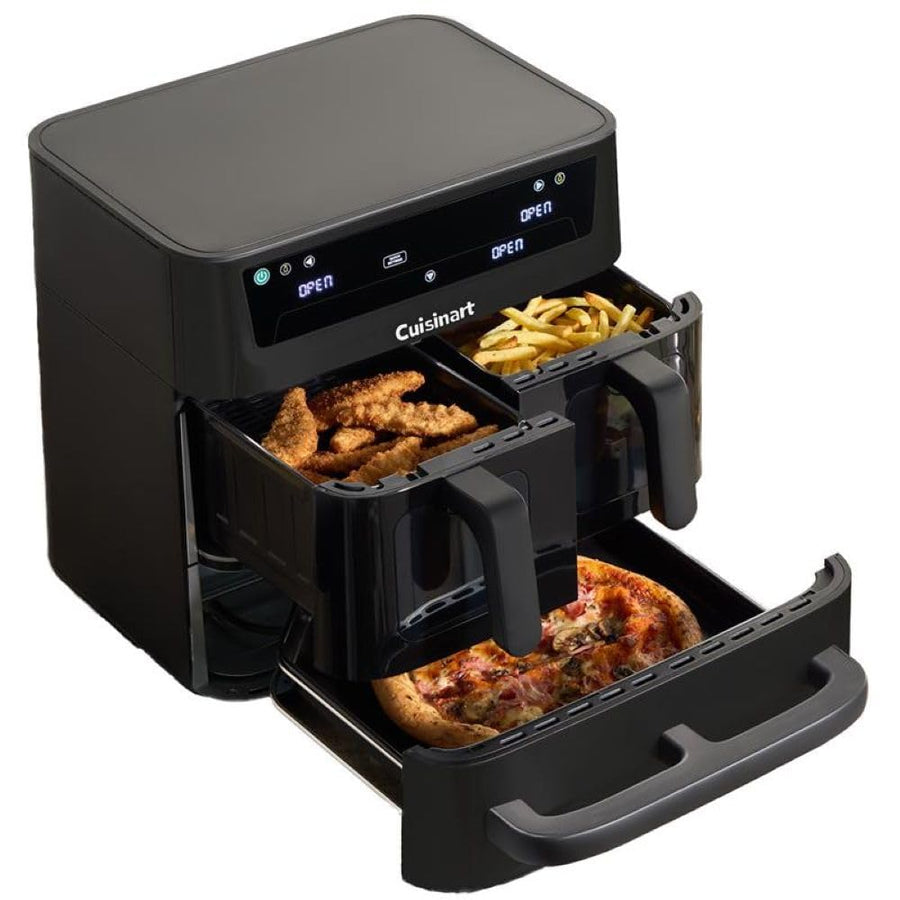 Tri Zone 13.6L Air Fryer Oven 3 Independent Cooking Zones PFAS-Free Black