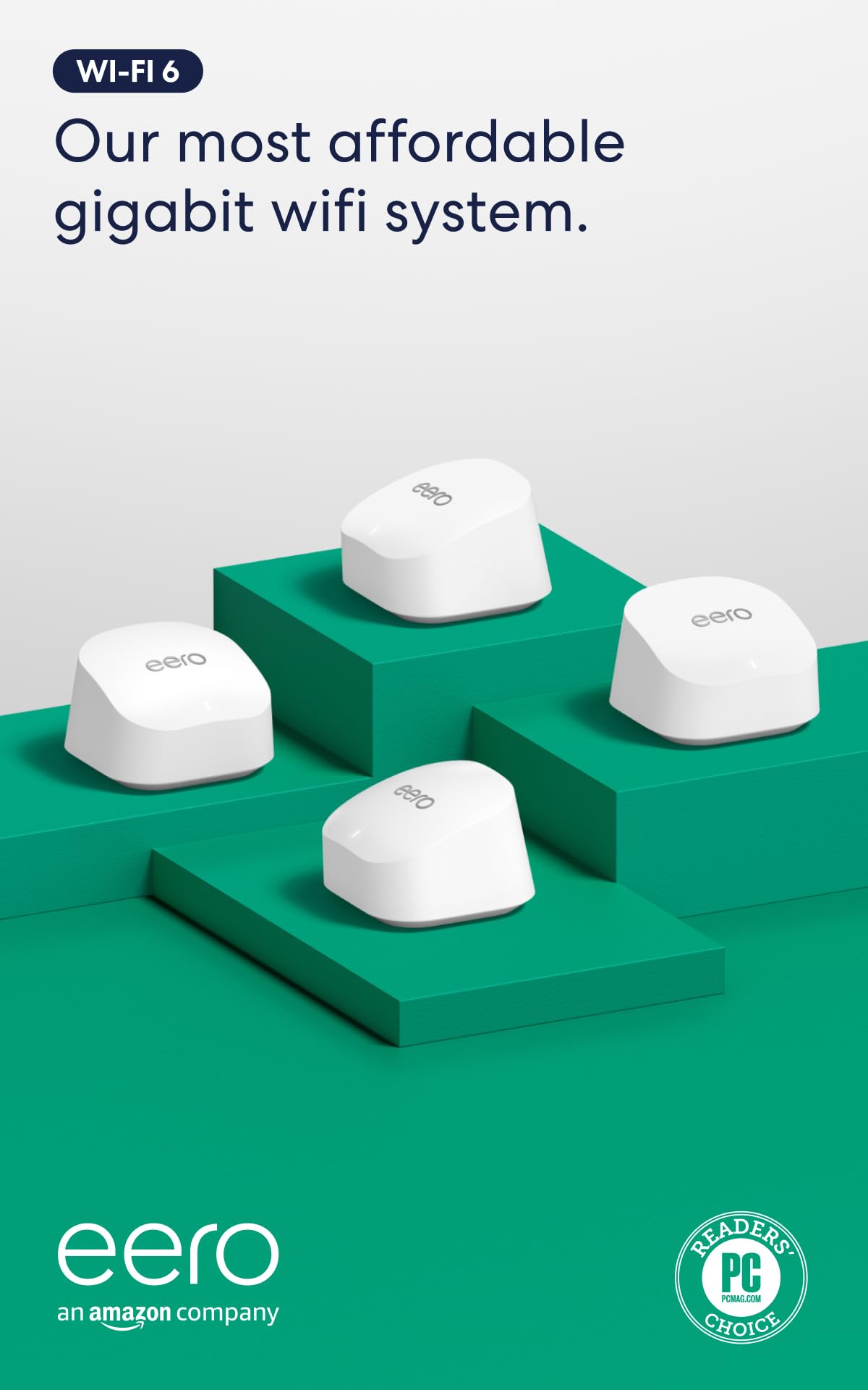 Amazon eero 6+ mesh wifi system - Supports internet plans up to a Gigabit, Coverage up to 4,500 sq. ft., Connect 75+ devices, 3-pack