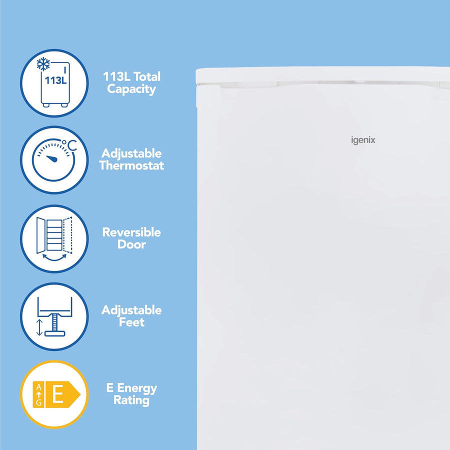 Under Counter Fridge 97L Freestanding With Reversible Door White