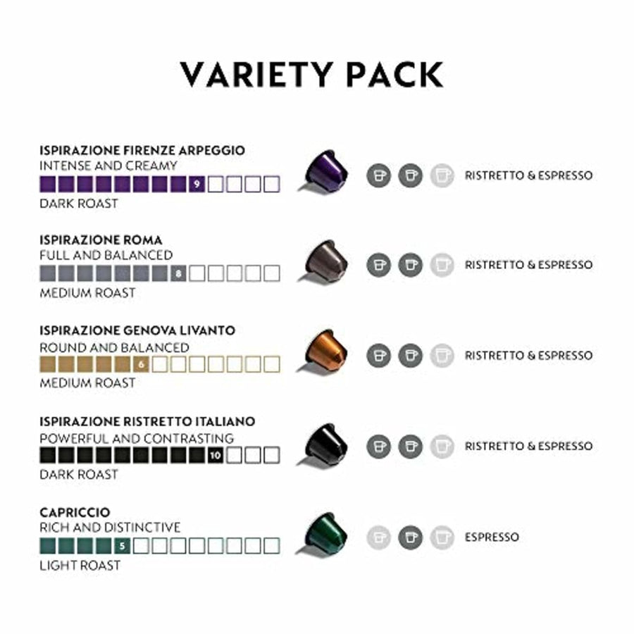 Nespresso Original, Variety Pack, Mixed Roast, 50-Count Espresso Pods