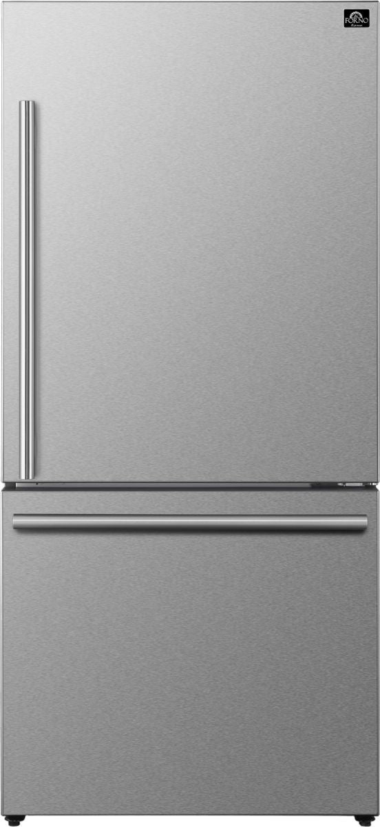 FORNO® Milano Espresso 31" 17.2 Cu. Ft. Stainless Steel Counter Depth Bottom Freezer Refrigerator