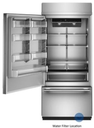 KitchenAid® 36" 20.9 Cu. Ft. PrintShield™ Stainless Steel Built-In Bottom Freezer Refrigerator with Platinum Interior