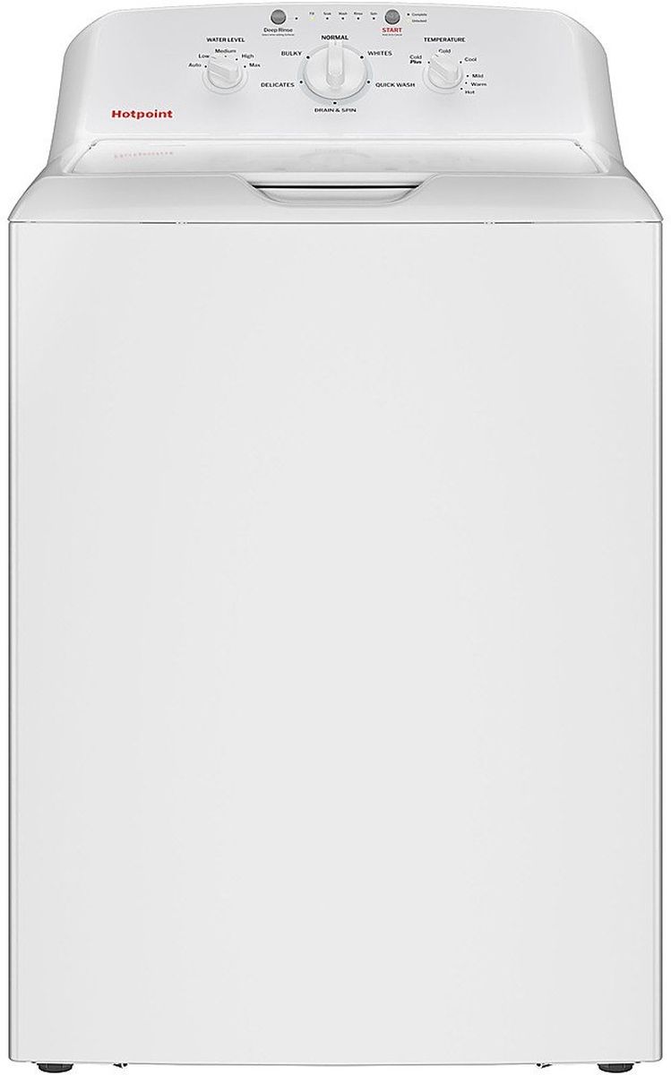 Hotpoint 4 Cu. Ft. White Agitator Top Load Washer with Stainless Steel Basket, Cold Plus and Water Level Control