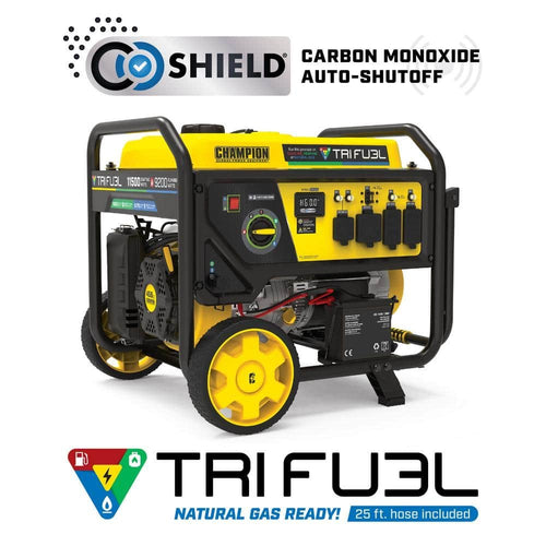 Champion Power Equipment 11,500/9200-Watt Electric Start Tri Fuel Portable Generator for Home Backup and Storm Prep 201412