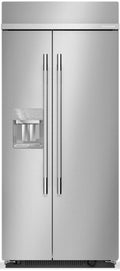 KitchenAid® 36" 20.8 Cu. Ft. PrintShield™ Stainless Steel Built-In Side-by-Side Refrigerator features Exterior Water and Ice Dispenser with Measured Fill