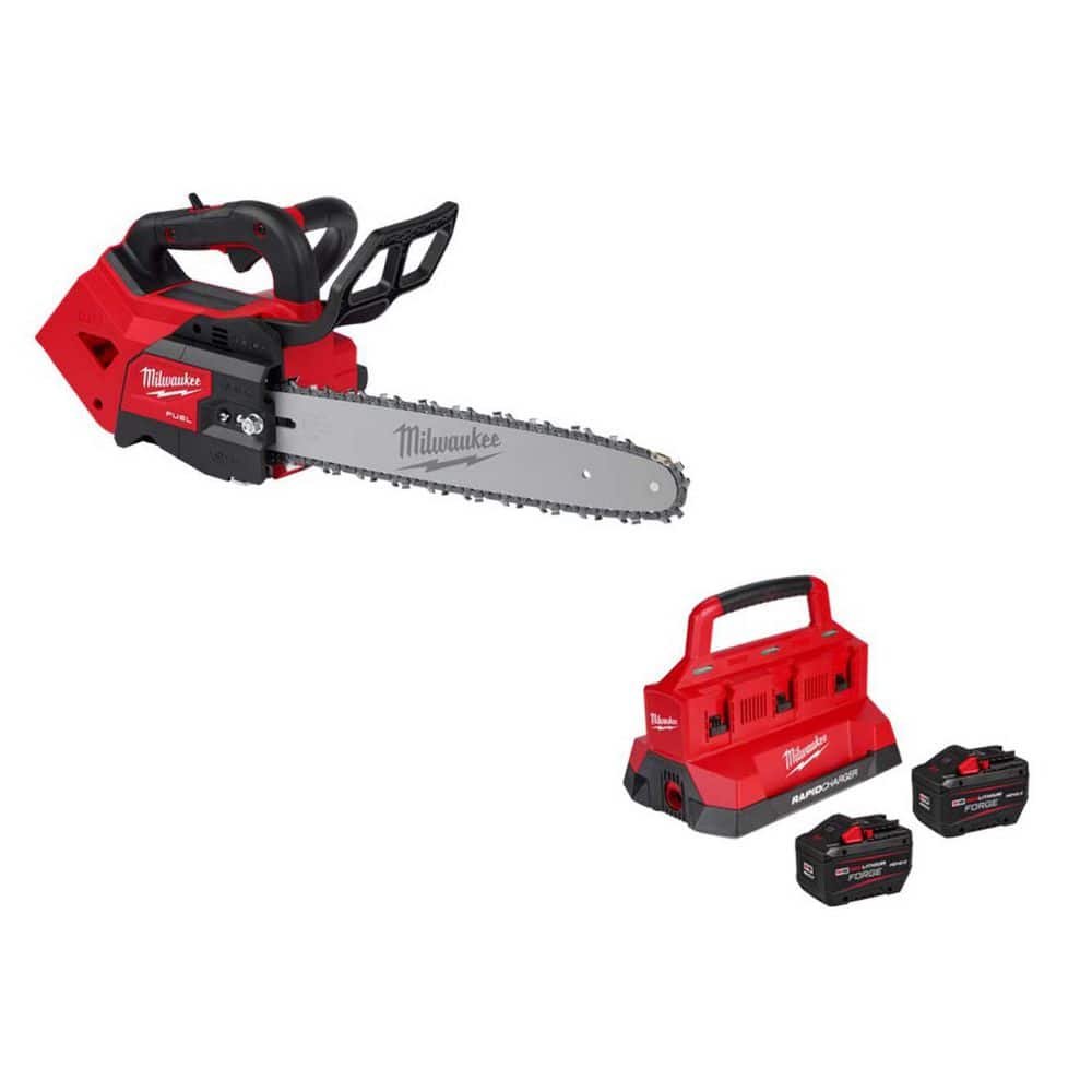 Milwaukee M18 FUEL 18V 14 in. Brushless Cordless Battery Top Handle Chainsaw w/ 12.0 AH FORGE Battery, PACKOUT Charger 2826-20T-48-59-1842F
