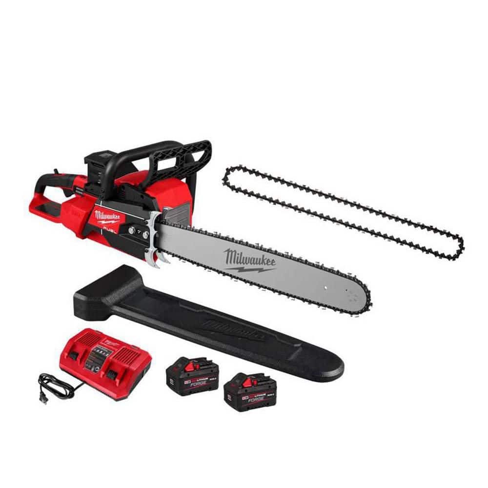 Milwaukee M18 FUEL 18V 20 in. Brushless Cordless Dual Battery Chainsaw Kit w/ Extra Chain, 8.0 Ah FORGE Batteries, Charger 2827-22-49-16-2752