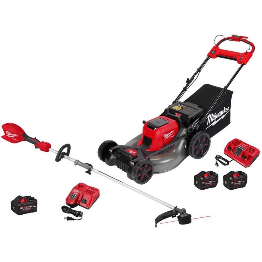 Milwaukee M18 FUEL 18V 21 in. Brushless Cordless Dual Battery Self-Propelled Mower w/ String Trimmer, Batteries, Charger 2823-22HD-3016-21ST