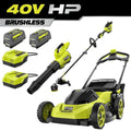 RYOBI 40V HP Brushless 20 in. Cordless Battery Walk Behind Push Mower, Blower & String Trimmer w/ Batteries & Chargers RY40HPLM06K-RY40HPCK202K