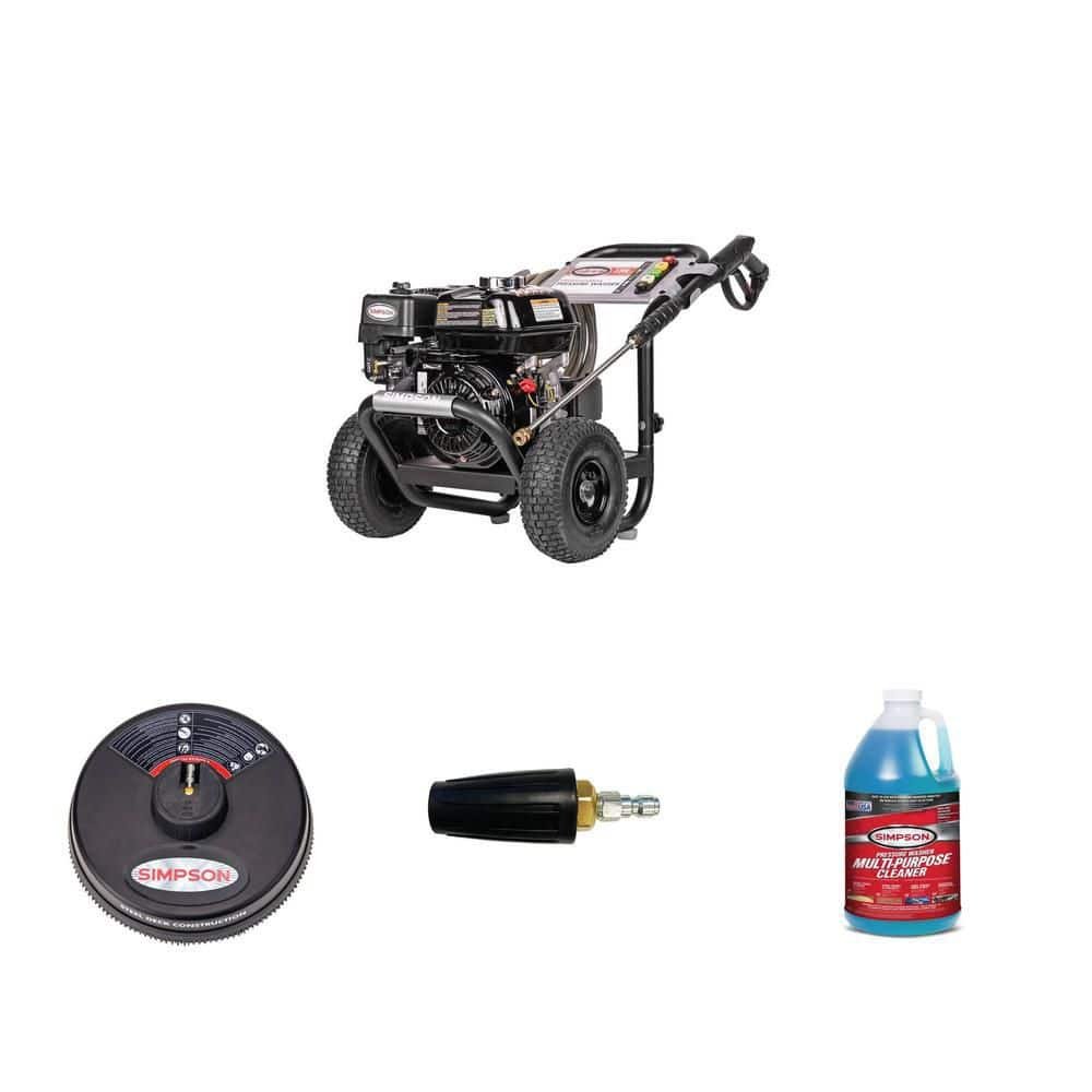 SIMPSON 3300 PSI 2.5 GPM Gas Pressure Washer with HONDA GX200, 15 in. Surface Cleaner, Turbo Nozzle and 1 Gal. Cleaner Combo